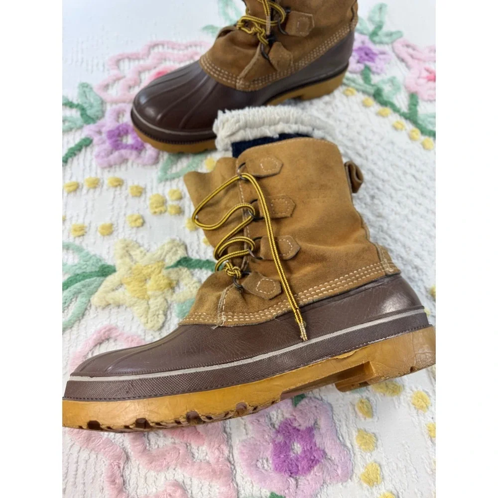 Kamik Mens 9 Brown Suede Duck Boots Winter Snow Waterproof Made in Canada B70075